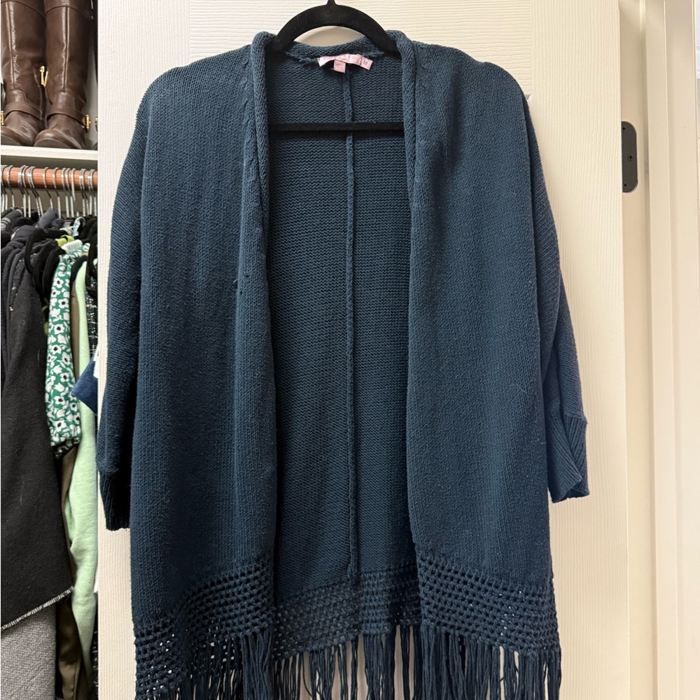 Calypso St. Barth Deep Blue Fringe Cardigan